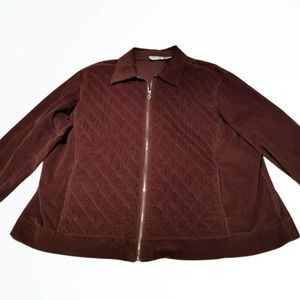 C.D. Daniels Brown Small Quilted Corduroy Zip Blazer Light Jacket Size 3XL